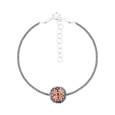 Pulsera Diamantes 1 Redondo Negro Ajustable Rosa